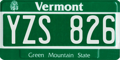 VT license plate YZS826