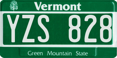 VT license plate YZS828