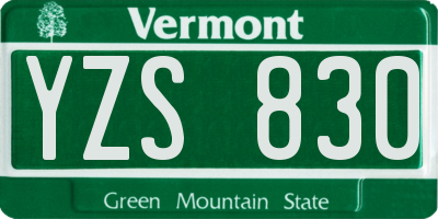 VT license plate YZS830
