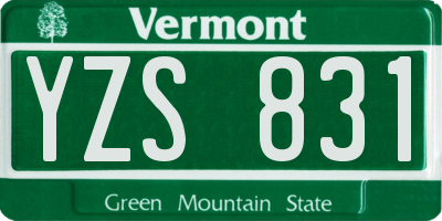 VT license plate YZS831