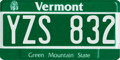 VT license plate YZS832