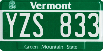 VT license plate YZS833
