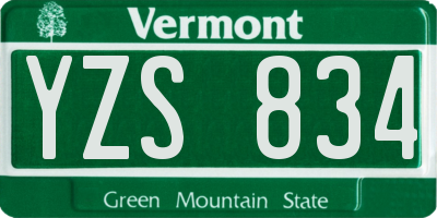 VT license plate YZS834