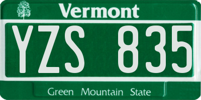 VT license plate YZS835