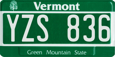 VT license plate YZS836