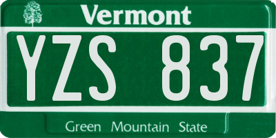 VT license plate YZS837