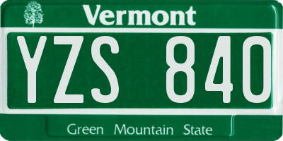 VT license plate YZS840