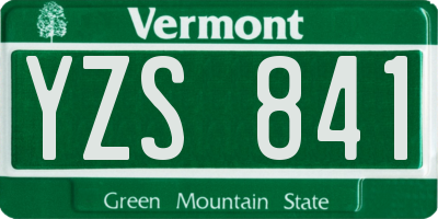 VT license plate YZS841