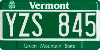 VT license plate YZS845
