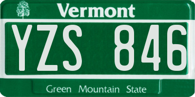 VT license plate YZS846