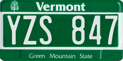 VT license plate YZS847
