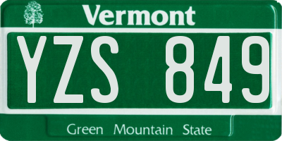 VT license plate YZS849