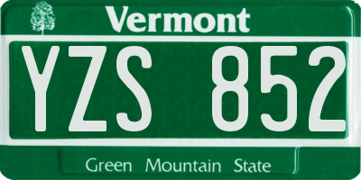 VT license plate YZS852