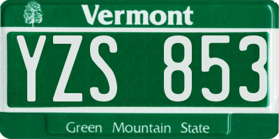 VT license plate YZS853