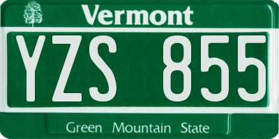 VT license plate YZS855
