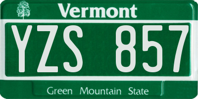 VT license plate YZS857