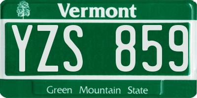 VT license plate YZS859