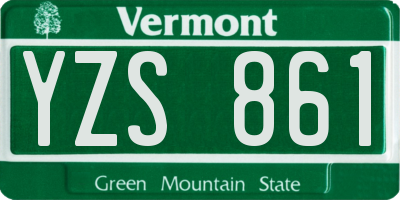 VT license plate YZS861