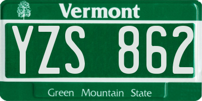 VT license plate YZS862
