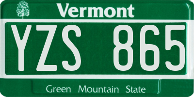 VT license plate YZS865