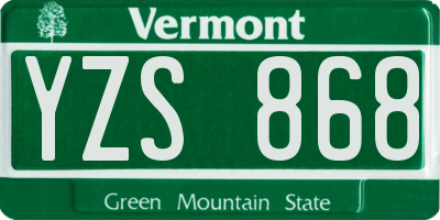 VT license plate YZS868