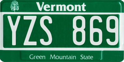 VT license plate YZS869
