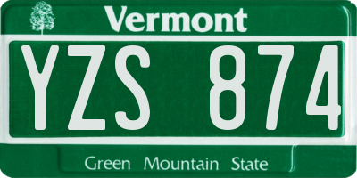 VT license plate YZS874
