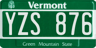 VT license plate YZS876