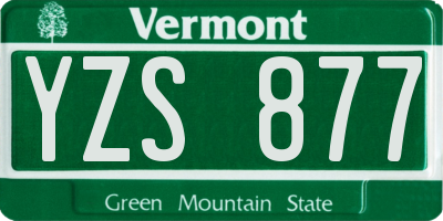VT license plate YZS877