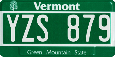 VT license plate YZS879
