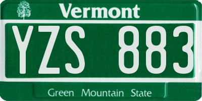 VT license plate YZS883