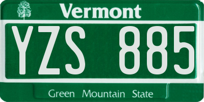VT license plate YZS885