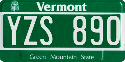 VT license plate YZS890