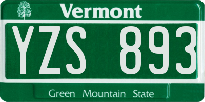 VT license plate YZS893