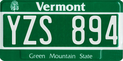 VT license plate YZS894