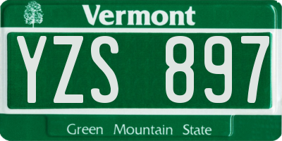 VT license plate YZS897