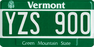 VT license plate YZS900