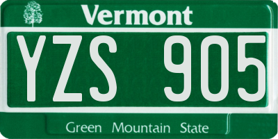 VT license plate YZS905