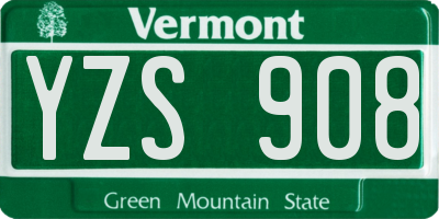 VT license plate YZS908