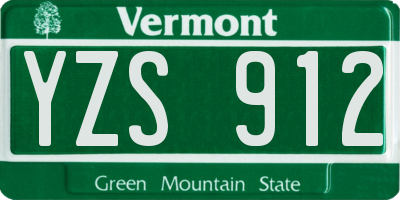 VT license plate YZS912