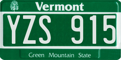 VT license plate YZS915
