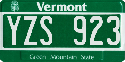 VT license plate YZS923