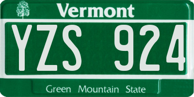 VT license plate YZS924