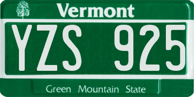 VT license plate YZS925