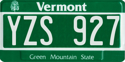 VT license plate YZS927