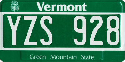 VT license plate YZS928