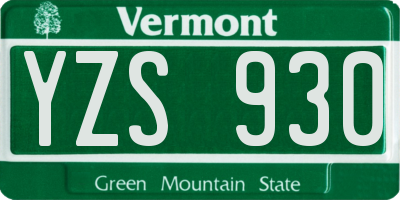 VT license plate YZS930