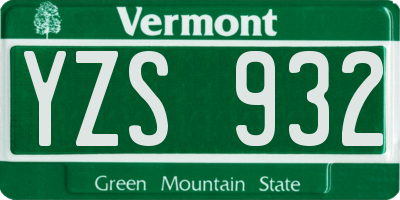 VT license plate YZS932