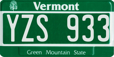 VT license plate YZS933
