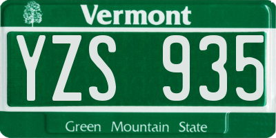 VT license plate YZS935